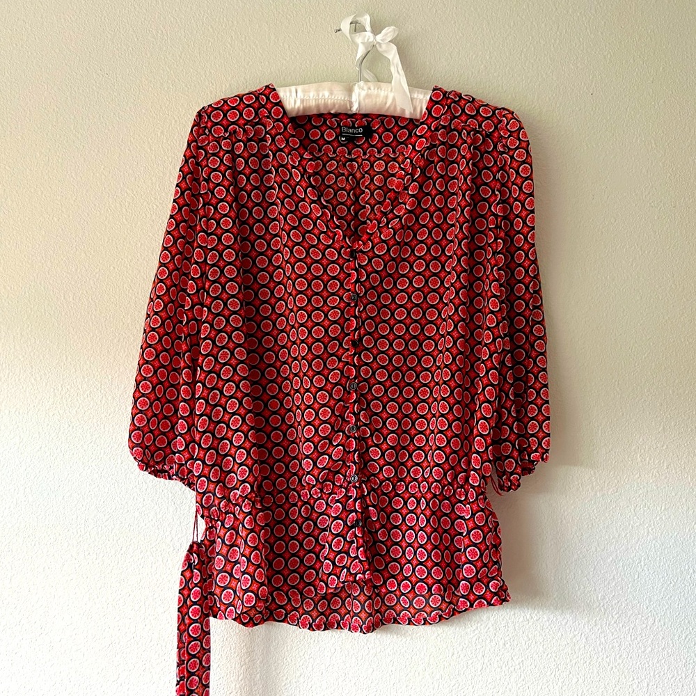 || BLANCO || Buttoned BLOUSE || belt waist ||